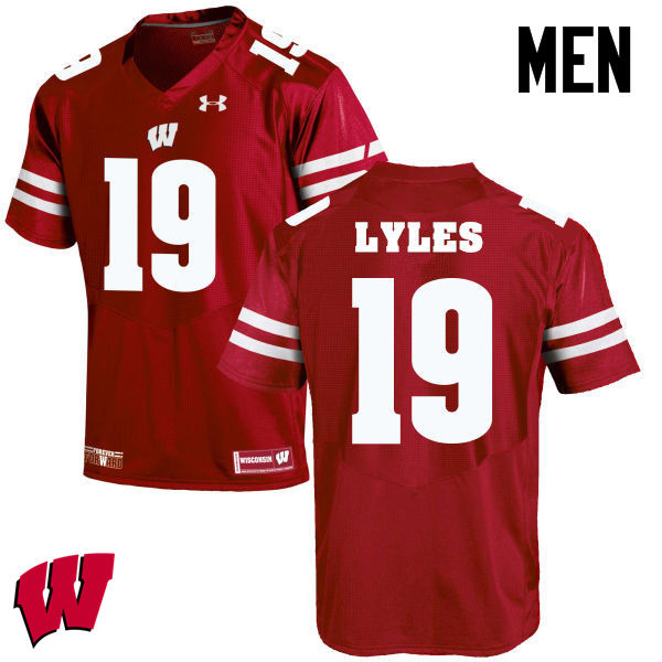 Wisconsin Badgers Men's #19 Kare Lyles NCAA Under Armour Authentic Red College Stitched Football Jersey AU40H73HX